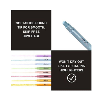 Set of 2 Altitude 8-Pack Gel Highlighters Round Tip Multicolor Ink Smear-Free Recycled Plastic Barrels