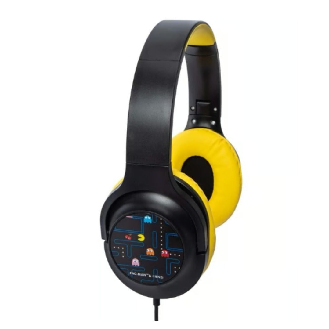 Pac-Man Wired Headphones With Adjustable Headband, Foldable Design, High-Quality Sound, 3.5mm Plug, Black & Yellow