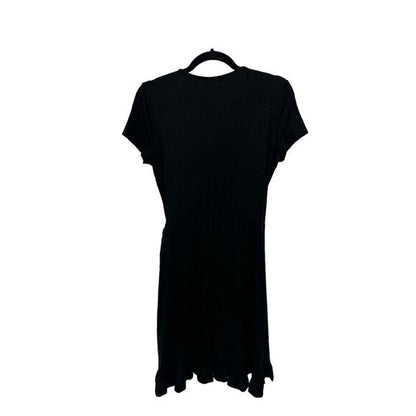 Abound Black Wrap Dress With Ruffle Hem Short Sleeves Women's Size M
