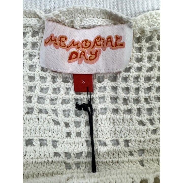 Crochet Knit Mini Skirt Cover-Up With Heart Pattern In Ecru By Memorial Day Size 3 Nordstrom