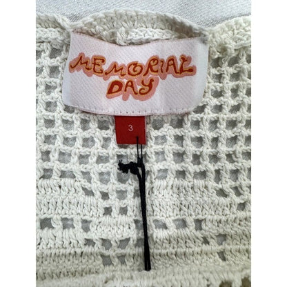 Crochet Knit Mini Skirt Cover-Up With Heart Pattern In Ecru By Memorial Day Size 3 Nordstrom