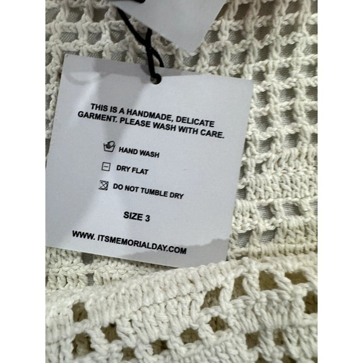 Crochet Knit Mini Skirt Cover-Up With Heart Pattern In Ecru By Memorial Day Size 3 Nordstrom