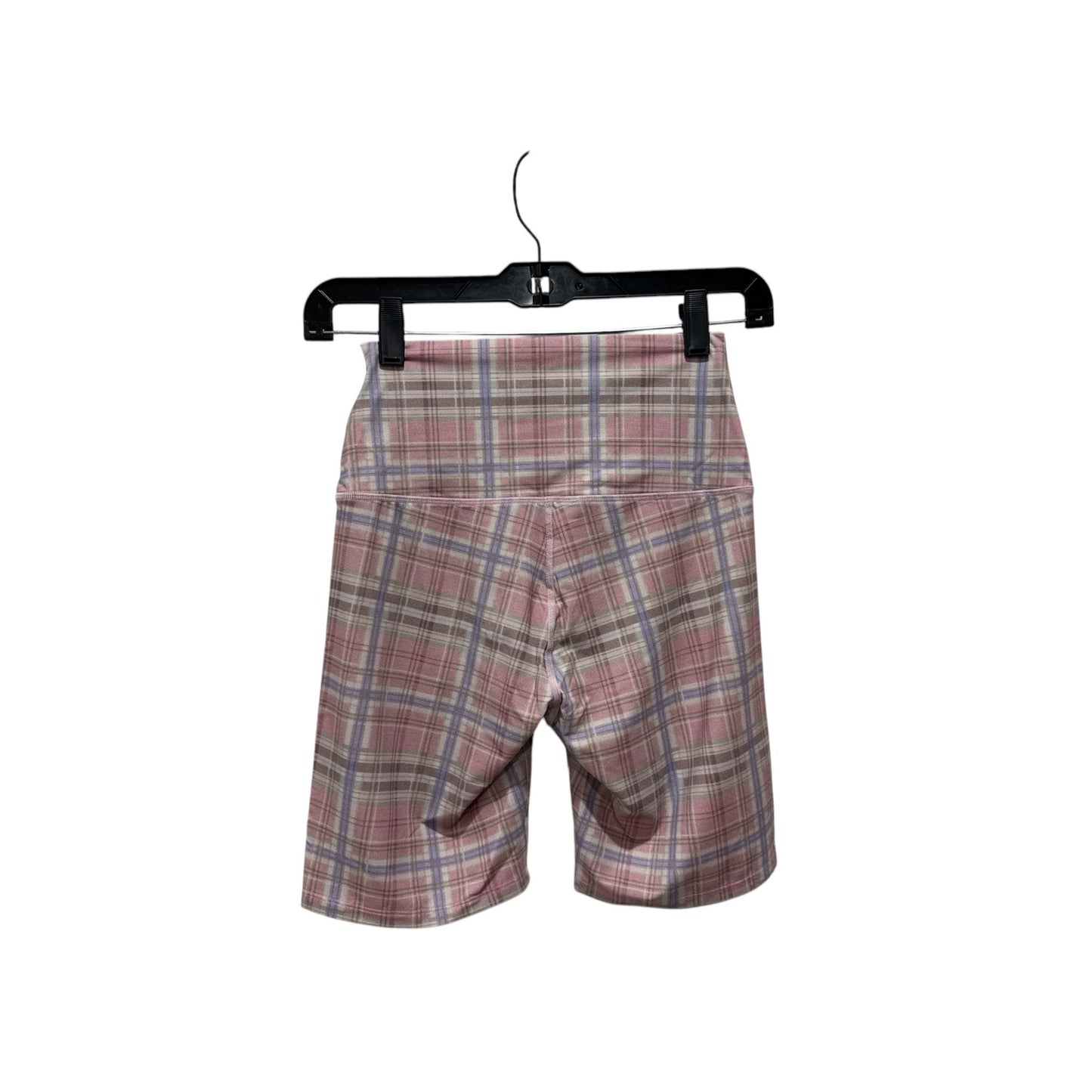 P.E Nation Overland Bike Shorts XS Fragrant Lilac Plaid High Waist Activewear