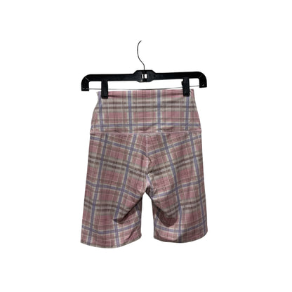 P.E Nation Overland Bike Shorts XS Fragrant Lilac Plaid High Waist Activewear