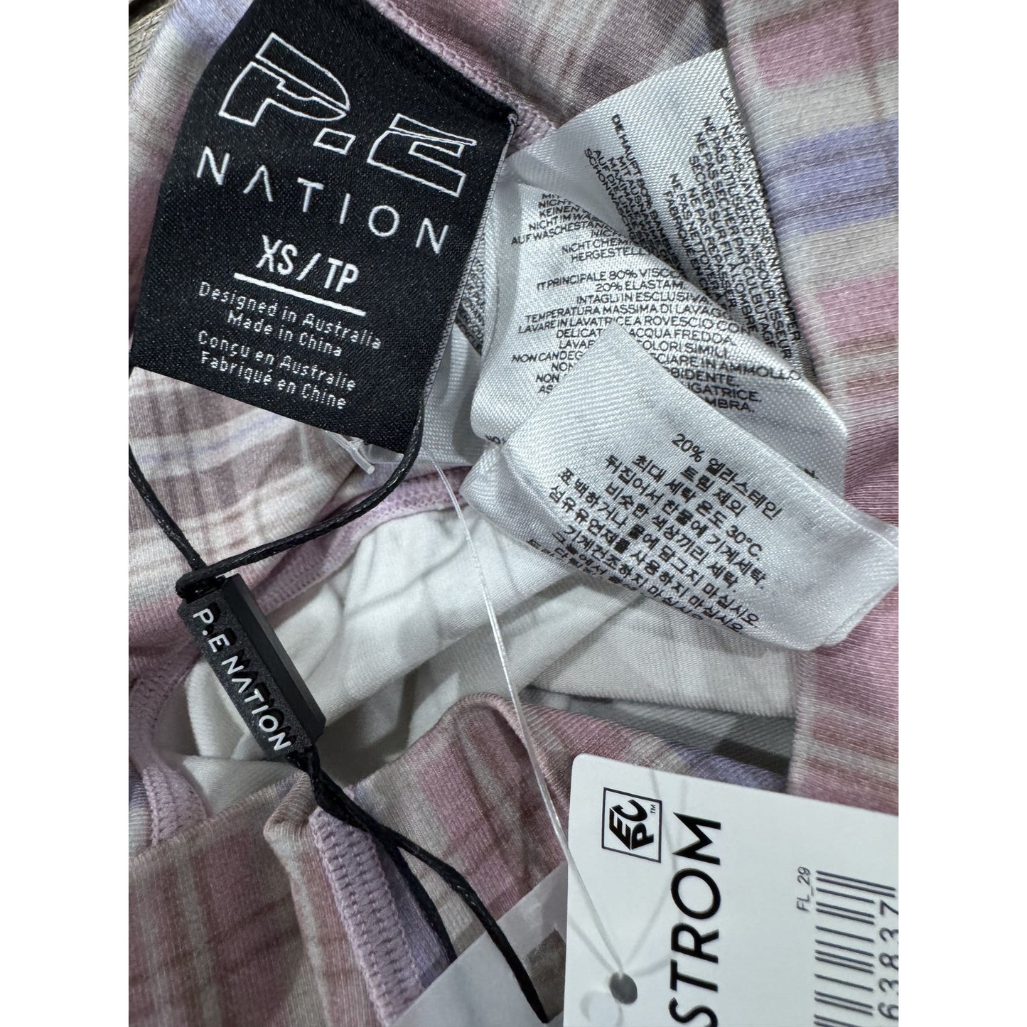 P.E Nation Overland Bike Shorts XS Fragrant Lilac Plaid High Waist Activewear