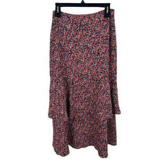 AFRM X Nordstrom Floral Tiered Midi Skirt Multicolor Womenswear SMALL