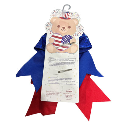 Patriotic Red & Blue Sequin Hair Bows With Glitter Stars 4th Of July Theme For Girls By Danbar Global