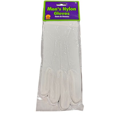 Men's White Nylon Gloves By Rubies 335W