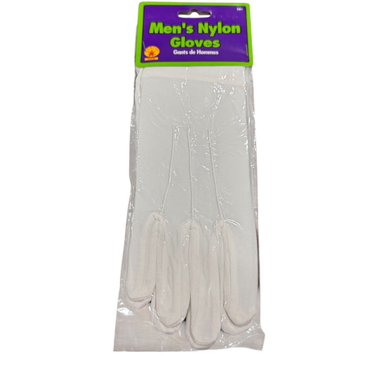 Men's White Nylon Gloves By Rubies 335W