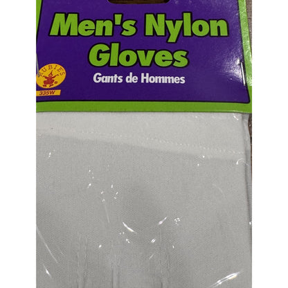 Men's White Nylon Gloves By Rubies 335W