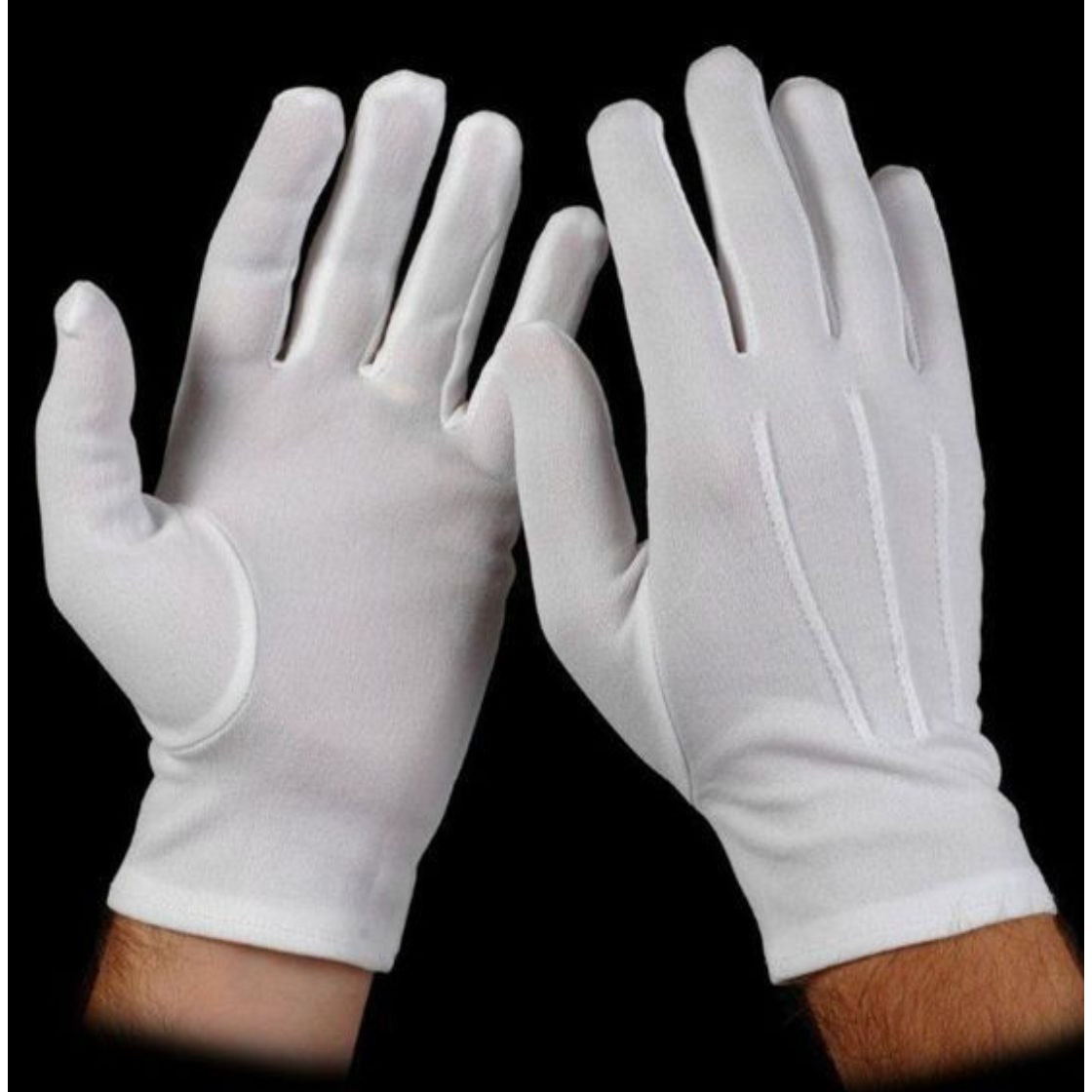 Men's White Nylon Gloves By Rubies 335W