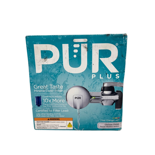 PUR Plus Chrome Finish Faucet Filtration System With Mineral Core Filter & Filter Change Light