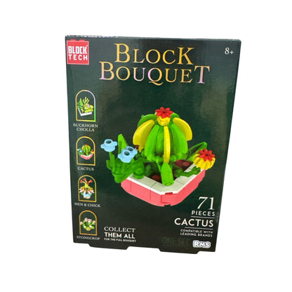 Block Tech Block Bouquet Cactus Building Set - 71 Pieces - Compatible With Leading Brands - Ages 8+