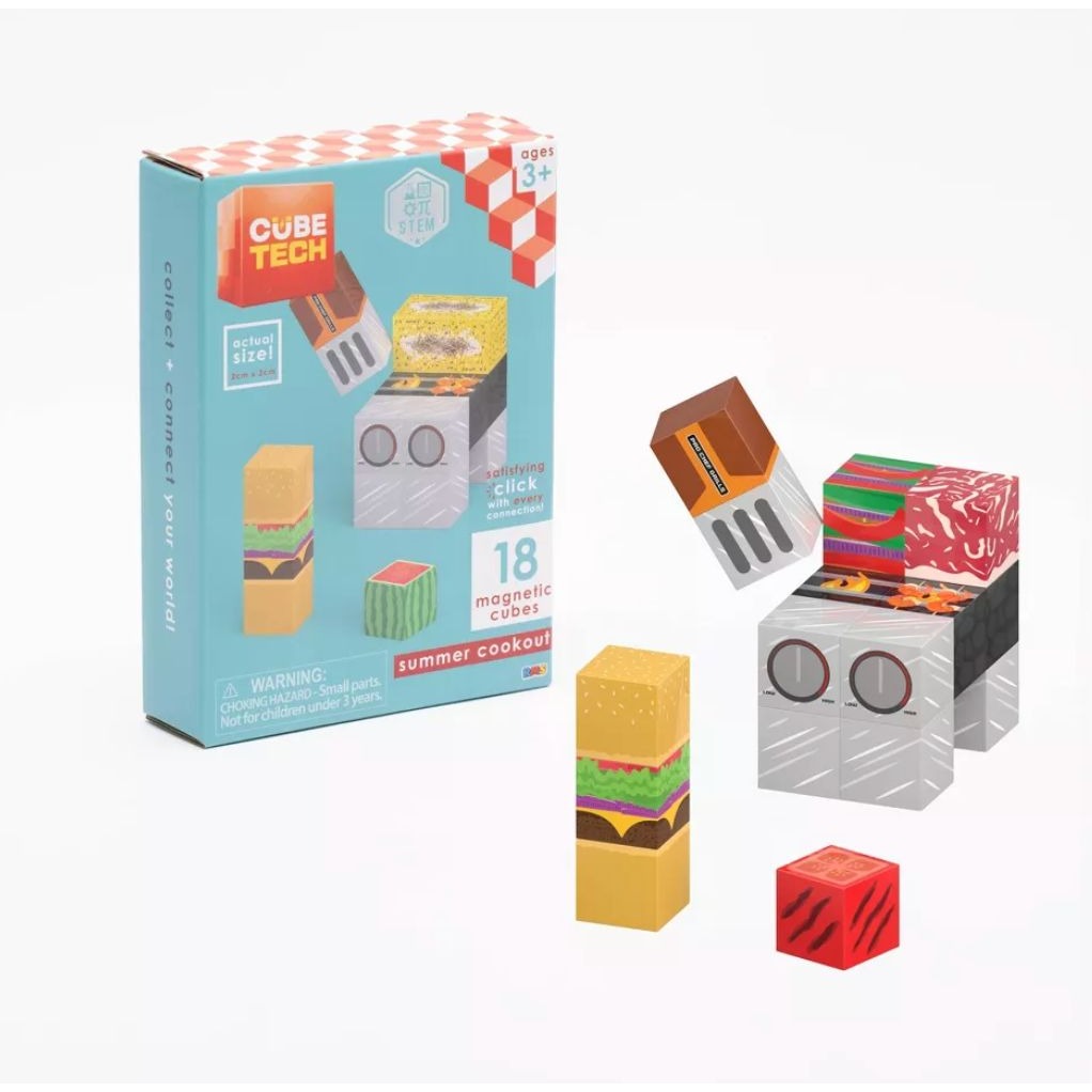 Cube Tech Magnetic STEM Toy Set - Summer Cookout Theme - 18 Pieces For Ages 3+