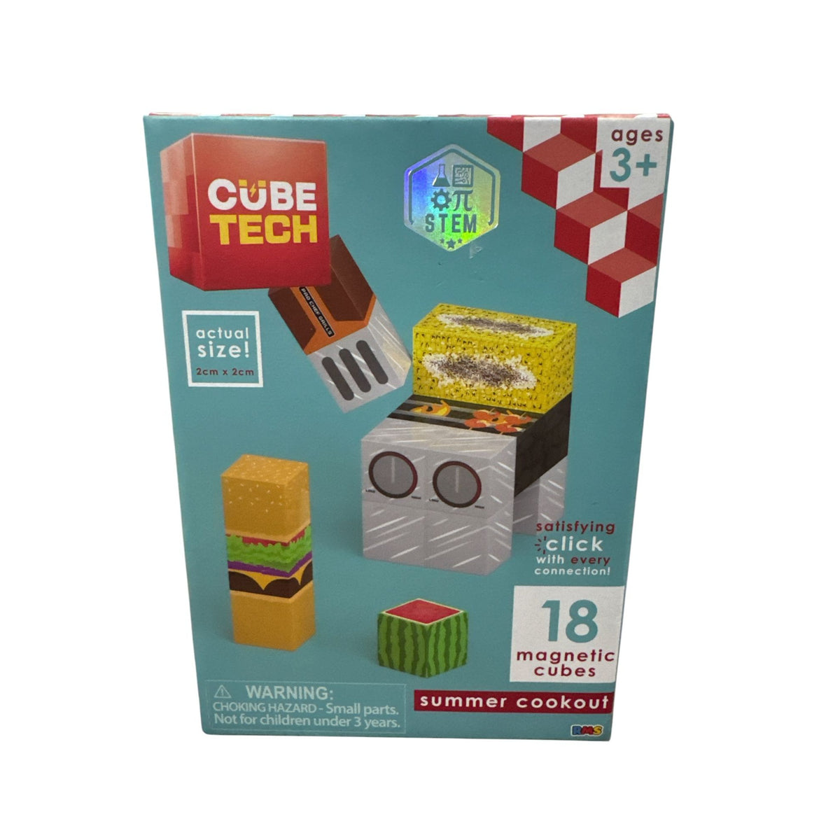 Cube Tech Magnetic STEM Toy Set - Summer Cookout Theme - 18 Pieces For Ages 3+