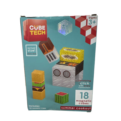 Cube Tech Magnetic STEM Toy Set - Summer Cookout Theme - 18 Pieces For Ages 3+