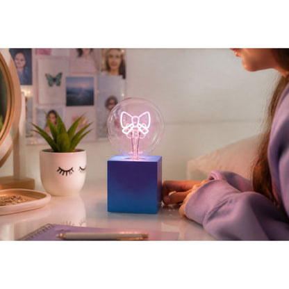 Bow-Shaped LED Bulb And USB Photo Holder Set - Blue Battery & USB Operated On/Off Switch Desktop Decor