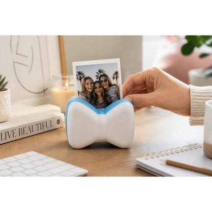 Bow-Shaped LED Bulb And USB Photo Holder Set - Blue Battery & USB Operated On/Off Switch Desktop Decor