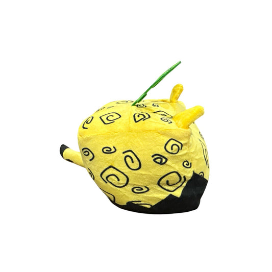 Devil Fruit-Inspired Plush Pillow Toy With Spiral Design - Yellow & Black