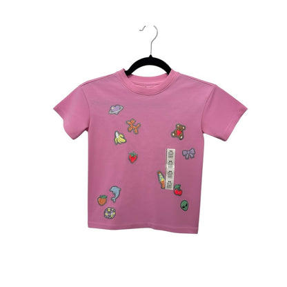 Cat & Jack Kids Pink Graphic T-Shirt XS (4/5) With Fun Glitter Accents Made With Oeko-Tex Certified Materials