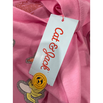 Cat & Jack Kids Pink Graphic T-Shirt XS (4/5) With Fun Glitter Accents Made With Oeko-Tex Certified Materials