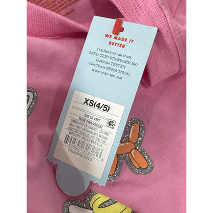 Cat & Jack Kids Pink Graphic T-Shirt XS (4/5) With Fun Glitter Accents Made With Oeko-Tex Certified Materials