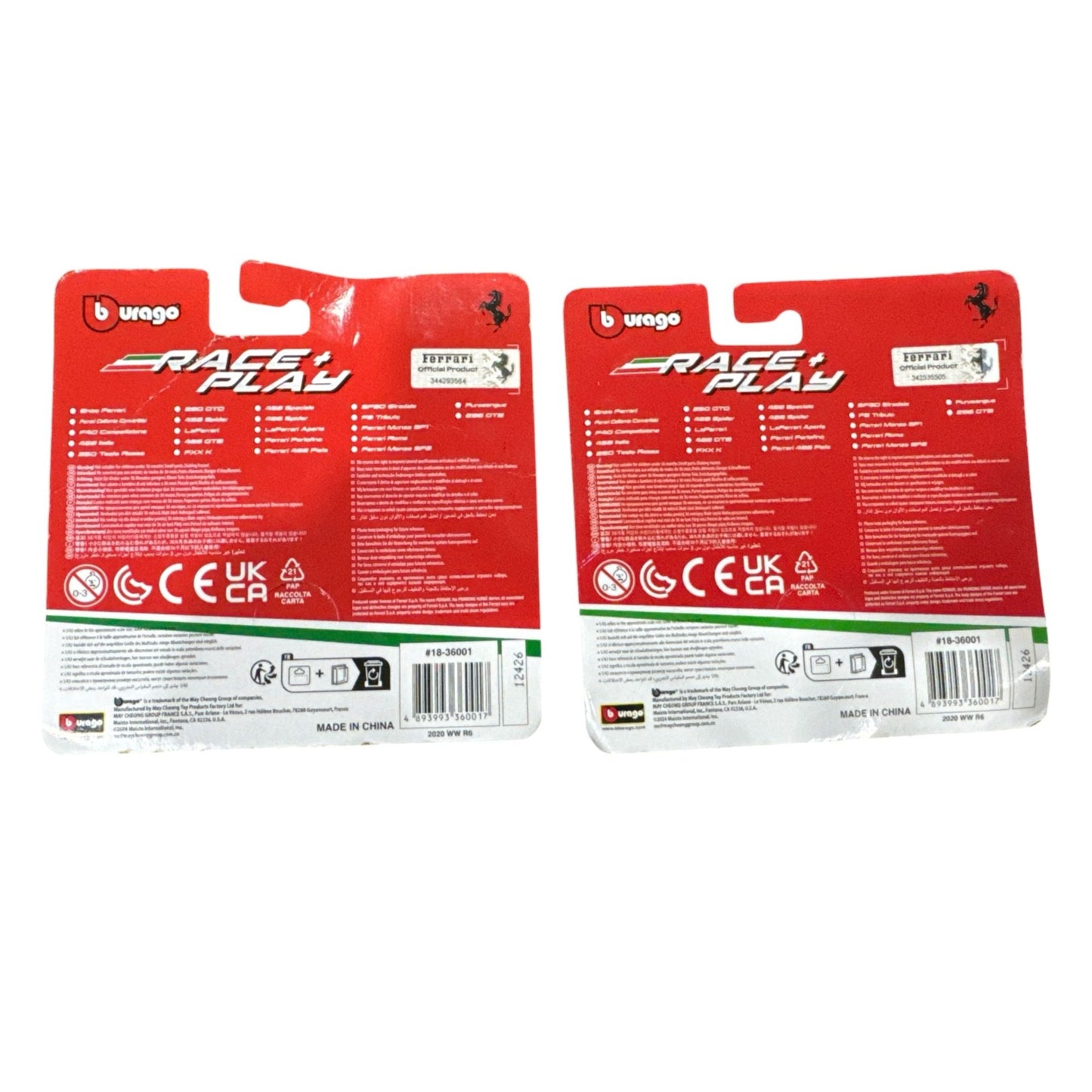 Bburago Ferrari 458 Italia & 458 Spider Diecast Model Cars 1/43 Scale Red Race & Play Series
