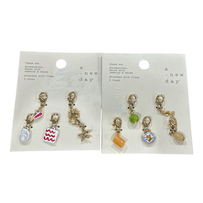 Set of 2 A New Day 5-Count Charm Set For Jewelry & Shoes With Clasp Attachments - Two Variants
