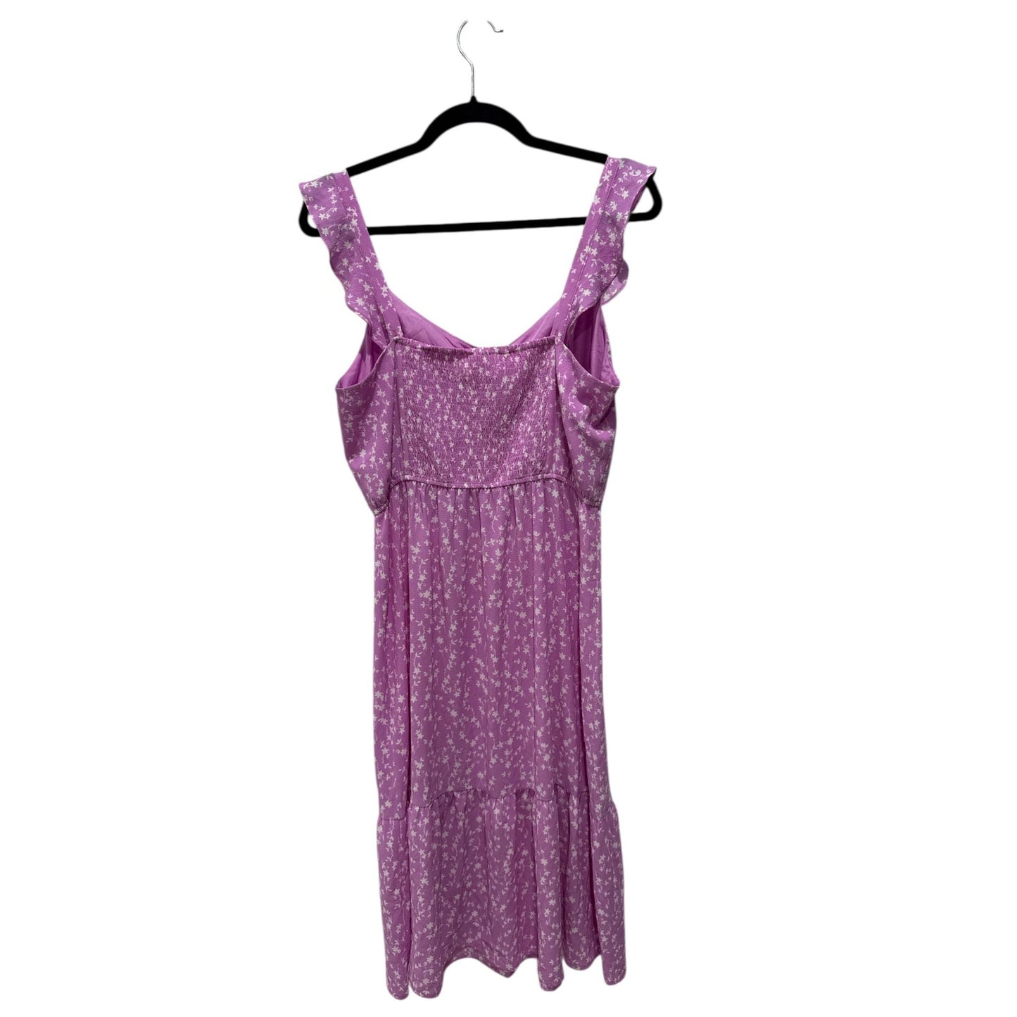 BB Dakota By Steve Madden Purple Floral Dress Ruffle Straps Smocked Back Tiered Hem Size M