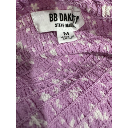 BB Dakota By Steve Madden Purple Floral Dress Ruffle Straps Smocked Back Tiered Hem Size M