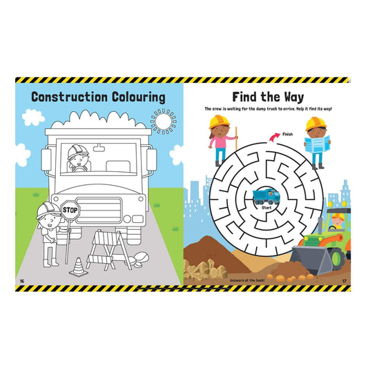 Trucks & Diggers Book And Magnetic Play Set For Kids Ages 3+ With 30 Magnets & Activity Book