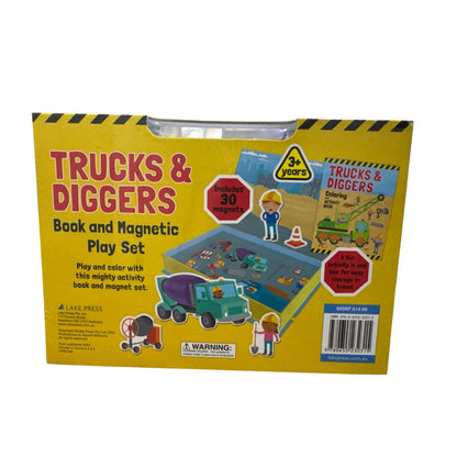 Trucks & Diggers Book And Magnetic Play Set For Kids Ages 3+ With 30 Magnets & Activity Book