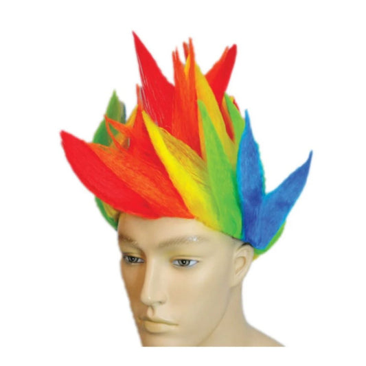 Rainbow Flame Mohawk Costume Wig - Vibrant Unisex Party Accessory For Festivals Pride Events Or Halloween