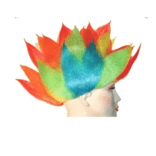 Rainbow Flame Mohawk Costume Wig - Vibrant Unisex Party Accessory For Festivals Pride Events Or Halloween