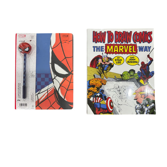 Marvel Spider-Man Composition Notebook & Pen Set + How To Draw Comics Book By Stan Lee
