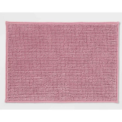 Set of 2 Everyday Chenille Bath Rug Pink Stain Resistant Non-Slip Backing 17" x 24" Room Essentials