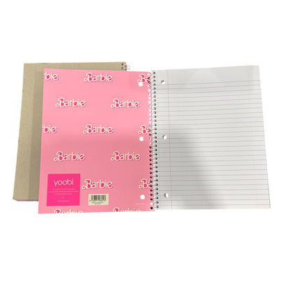 Set of 2 Barbie X Yoobi 1 Subject Spiral Notebooks Pink Glitter Design