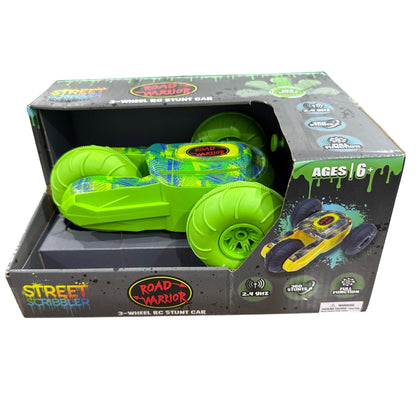 Road Warrior Street Scribbler 3-Wheel RC Stunt Car 2.4GHz 360° Rotation Remote Control Toy Ages 6+