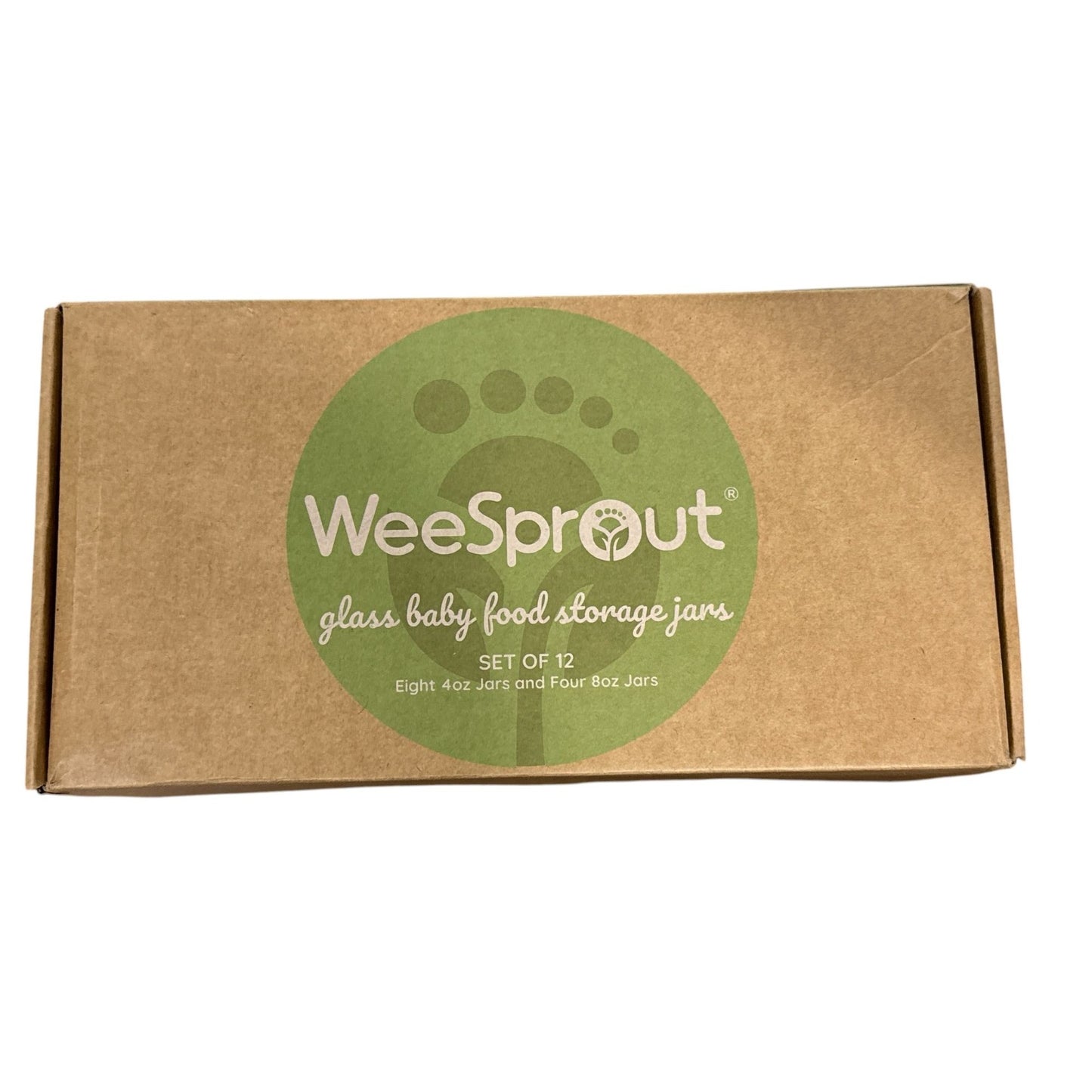WeeSprout Glass Baby Food Storage Jars Set Of 12 With 4oz & 8oz Jars Dishwasher & Freezer Safe BPA-Free