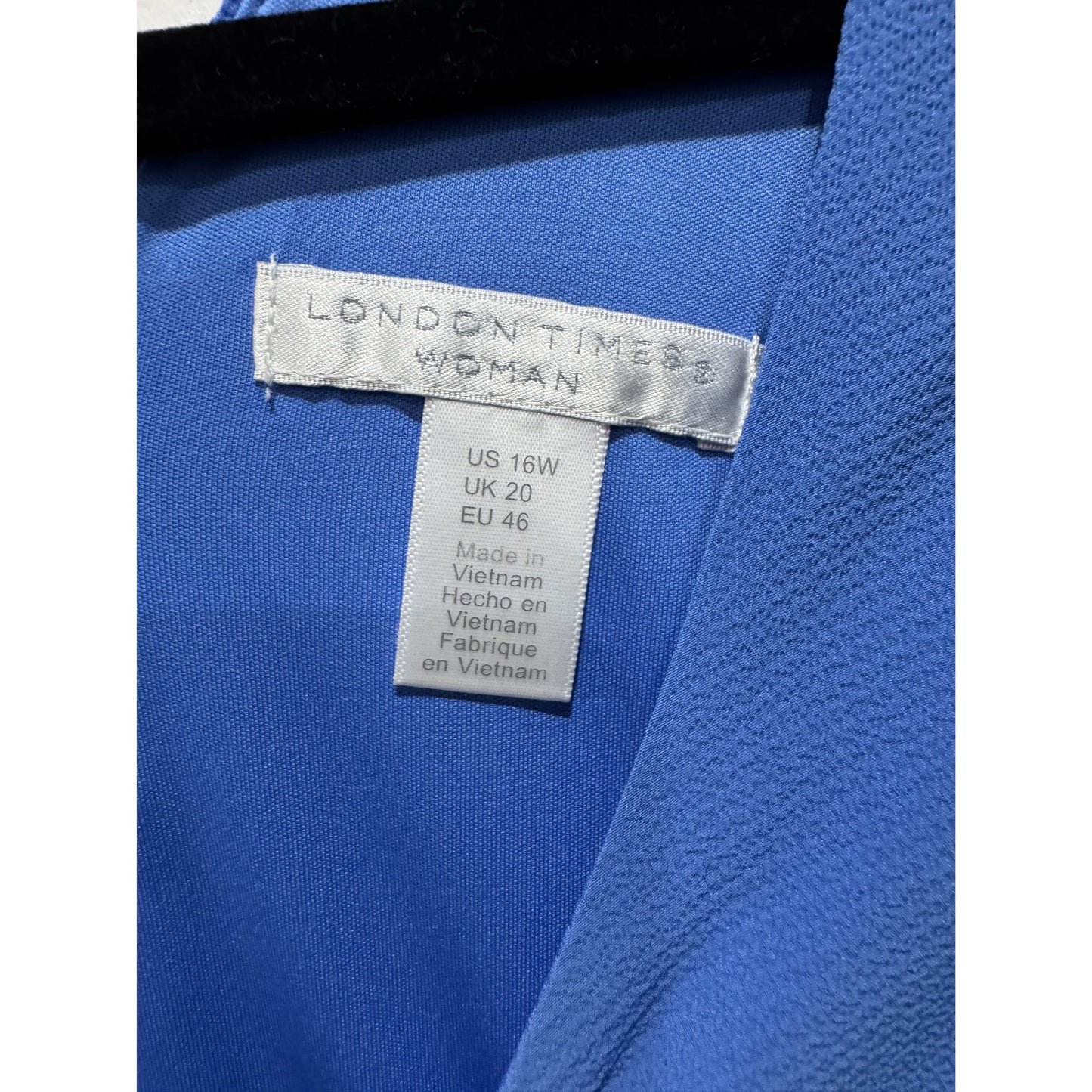London Times Woman Blue Short Sleeve Jumpsuit With Tie Waist US 16W