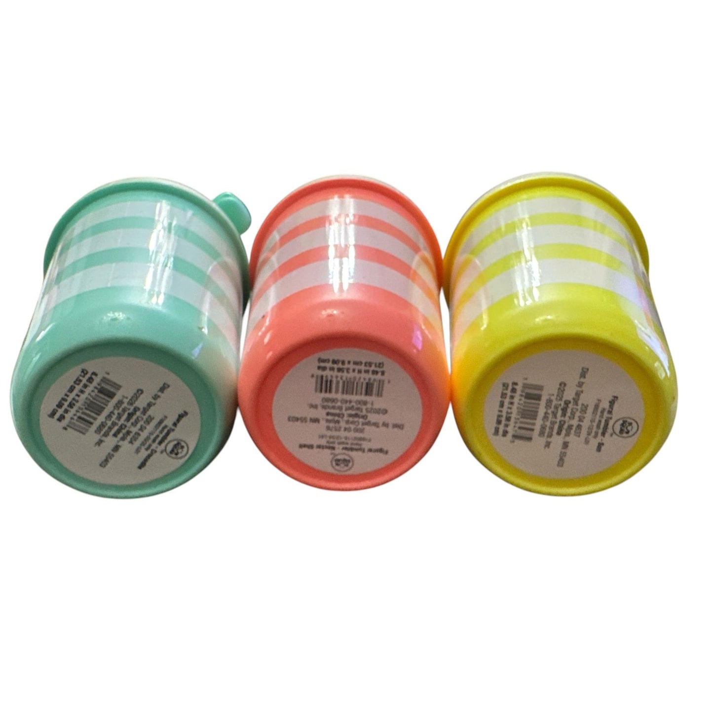 Sun Squad Striped Kids Cups With Fun Lids & Straws - Alligator, Shell, And Sun Designs - Set Of 3