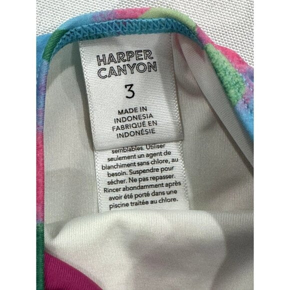 Harper Canyon Girls 2-Piece Tie Dye & Solid Swim Set UPF 50+ Size 3