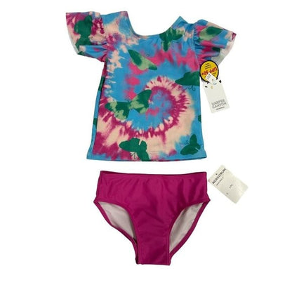 Harper Canyon Girls 2-Piece Tie Dye & Solid Swim Set UPF 50+ Size 3