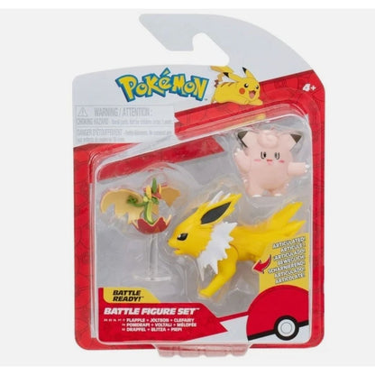 Pokémon Battle Figure Set Jolteon Clefairy Flapple Articulated Action Figures 4+ By Jazwares