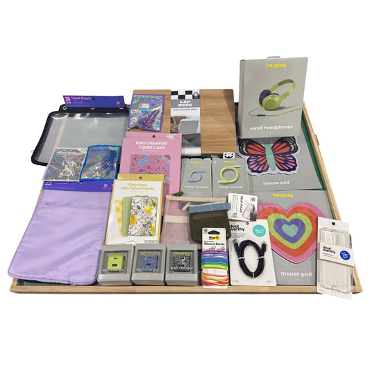20-Piece Tech Accessory Bundle – Chargers, Cables, Earbuds, Tablet Case & More!