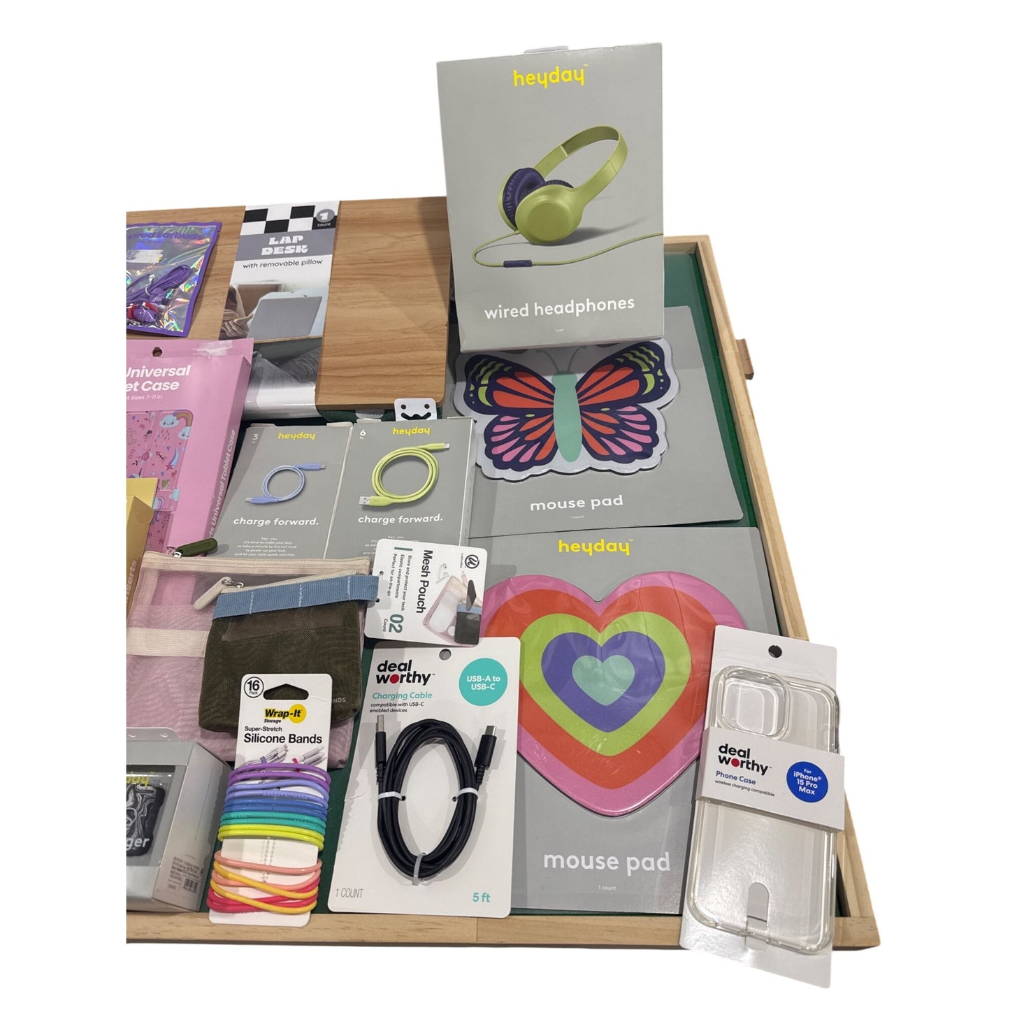 20-Piece Tech Accessory Bundle – Chargers, Cables, Earbuds, Tablet Case & More!