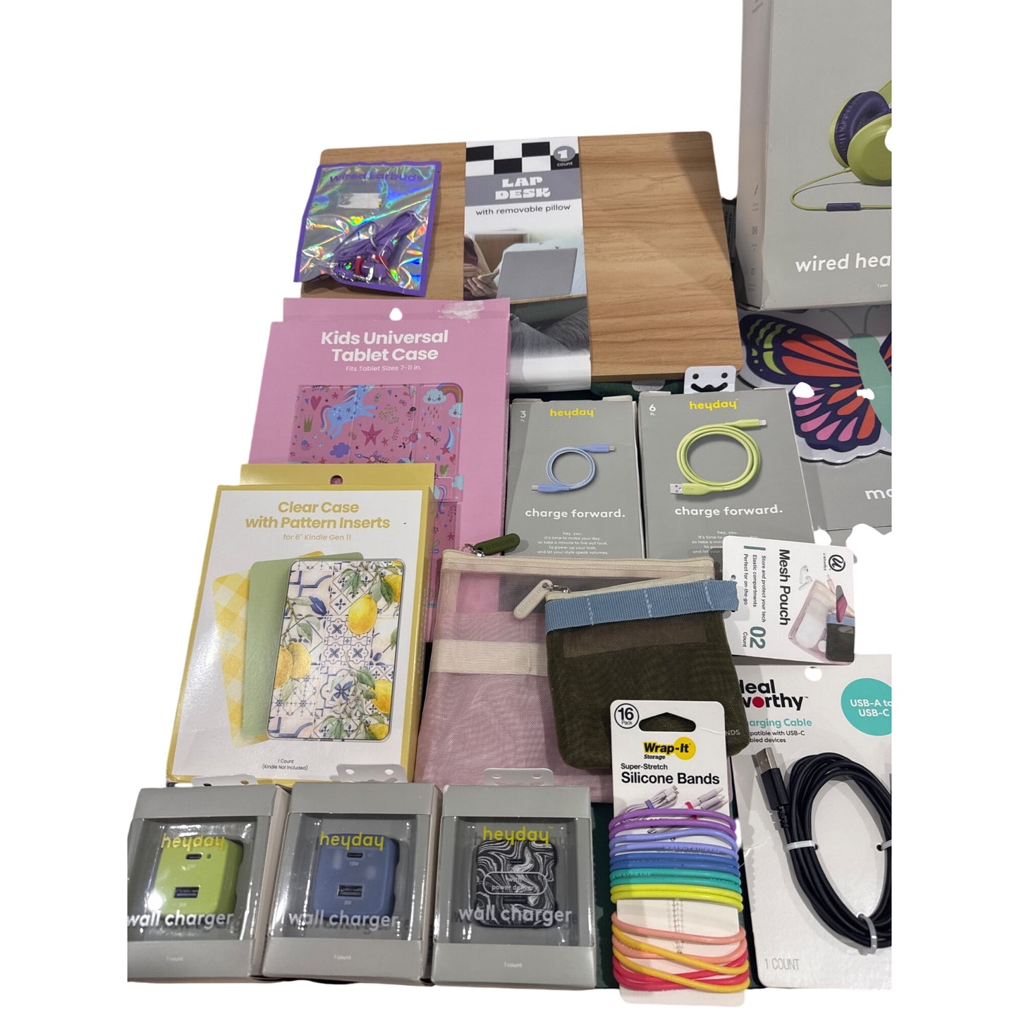 20-Piece Tech Accessory Bundle – Chargers, Cables, Earbuds, Tablet Case & More!