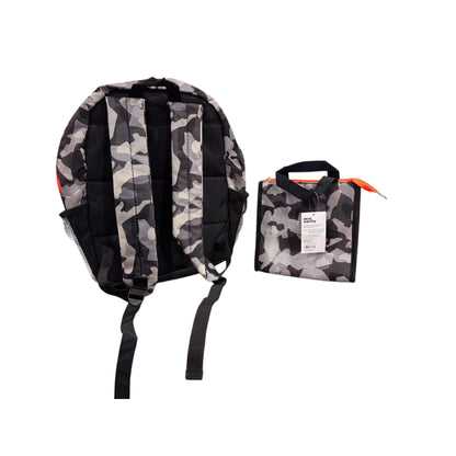 Camouflage Backpack Fits 15" Laptop With Matching Lunch Bag Set - Orange Accents
