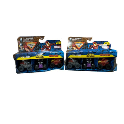 Marvel Monster Jam Series 1 3-Pack Thor Black Panther Iron Man Die-Cast Trucks Set Of 2 New