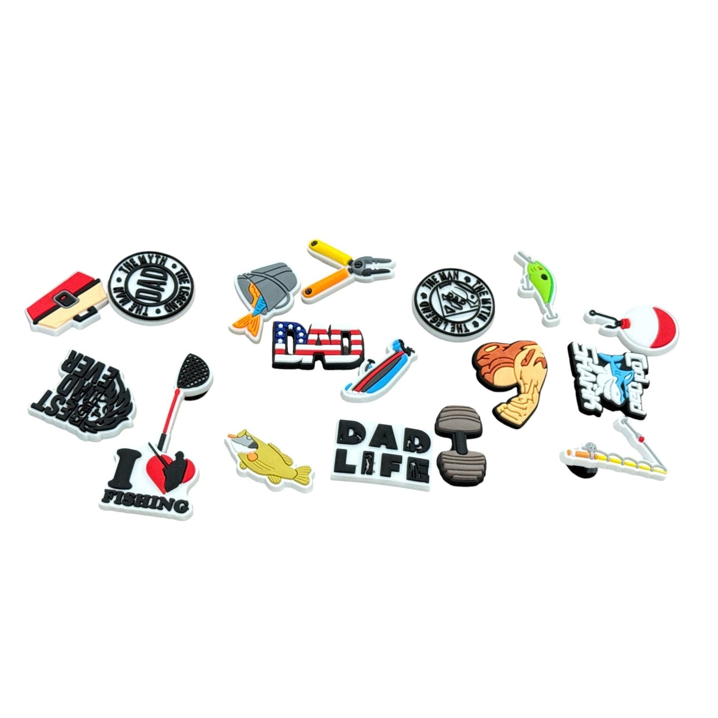 Assorted Dad-Themed Shoe Charms 18 Pieces Fun Accessories For Clogs Or Sandals Durable PVC Material